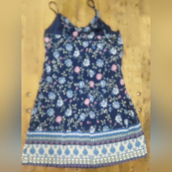 Trixxi Blue Tie Front Floral Mini Dress Size M - Picture 4 of 4